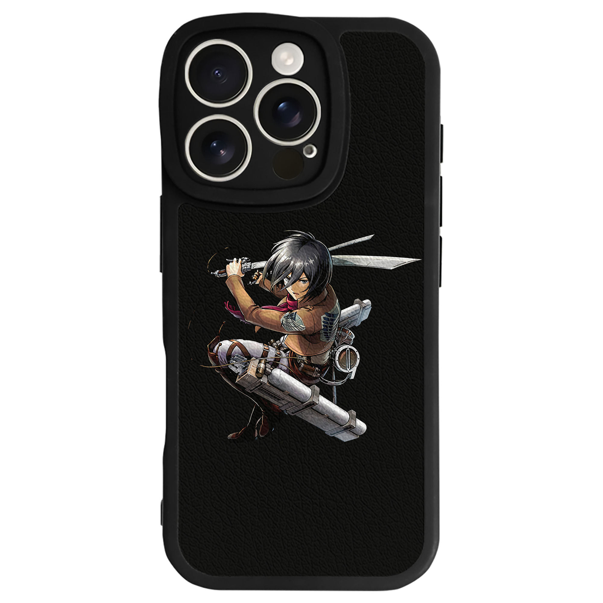 （画像用） 進撃の巨人 ミカサ·アッカーマン Attack on Titan Mikasa Ackerman 【iPhone 16シリーズ対応】シリコンスマホケース（レザー調） 材質：シリコン
